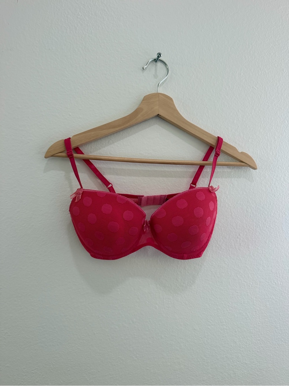 Betsey Johnson Hot Pink Polka Dot Bra